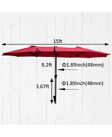 Streamdale Furniture 15x9FT Double-Sided Patio Umbrella with Crank and Wind Vents