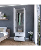 Fm Furniture Tall Mayer Wardrobe in Melamine with Two Doors and Two Drawers