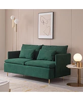 Streamdale Furniture Modern Upholstered Loveseat Sofa, Emerald Cotton Linen-63.8"