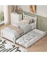 Streamdale Furniture Twin Size Platform Bed with Trundle, No Box Spring Needed