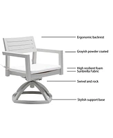 Sunbrella Fabric Swivel Rocker Dining Chair with Ergonomic Backrest