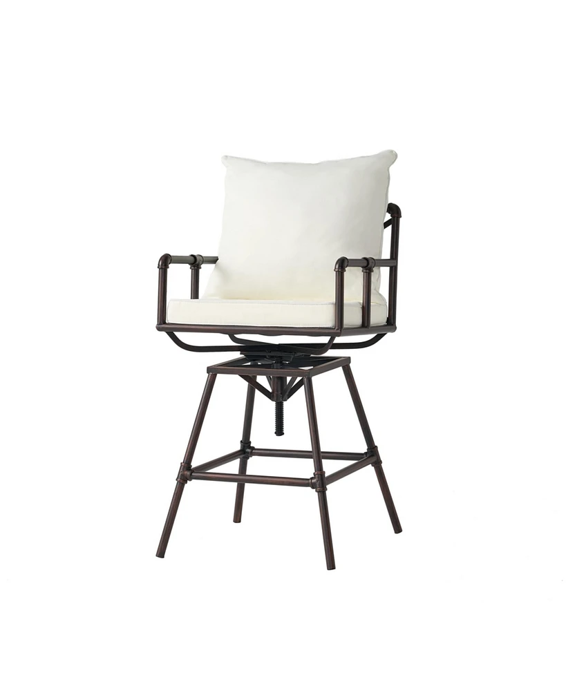 Northrup Pipe Outdoor Swivel Barstool with Water-Resistant Cushions