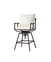 Northrup Pipe Outdoor Swivel Barstool with Water-Resistant Cushions