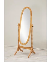 Simplie Fun Traditional Queen Anna Style Wood Floor Cheval Mirror, Oak Finish