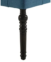 Fabric Tufted Turned Leg Dining Bench, Blue