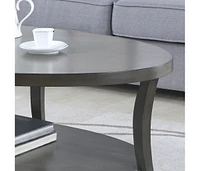 Contemporary Oval Shelf Coffee Table, Gray