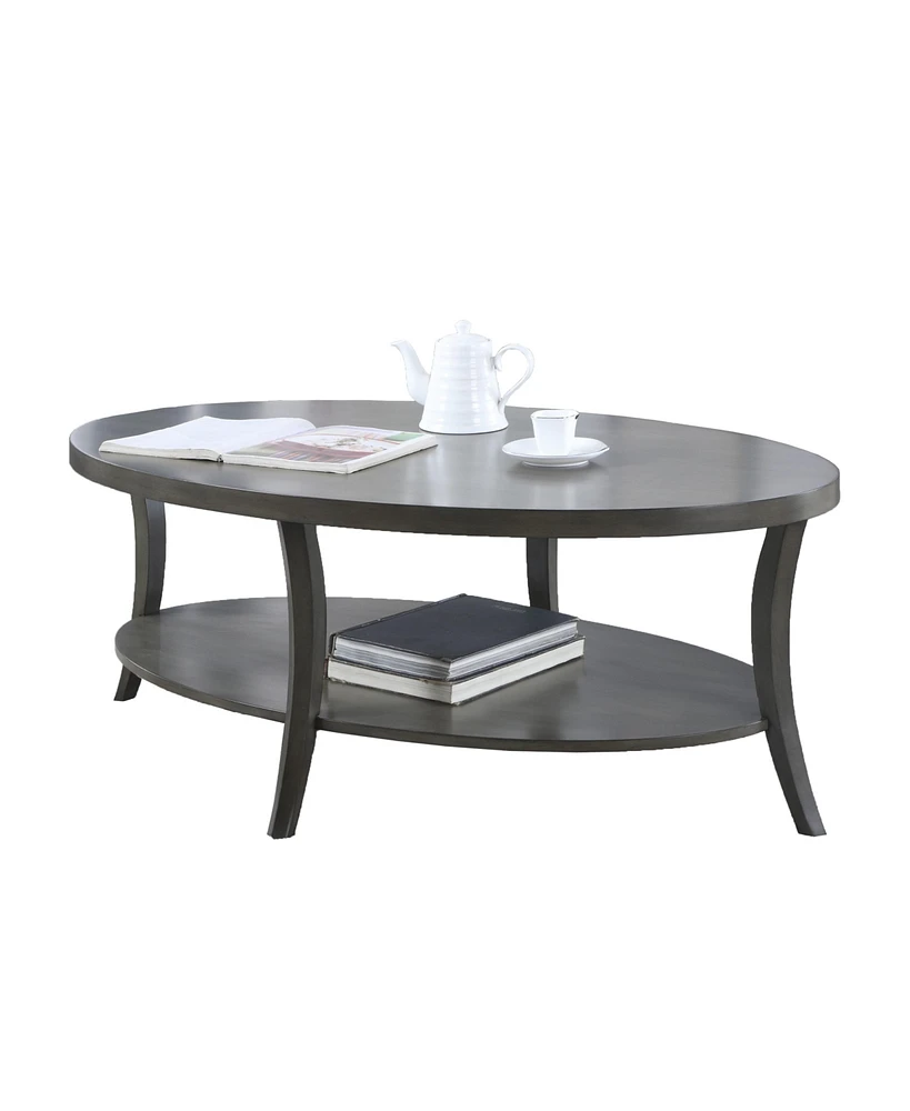 Simplie Fun Contemporary Oval Shelf Coffee Table, Gray