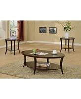 Espresso Oval Coffee Table with Shelf