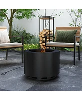 Streamdale Furniture Smokeless Patio Fire Pit with Poker for Warm, Cozy Camping