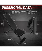 Streamdale Furniture Foldable Sit-Up Bench with 6 Back and 4 Seat Positions