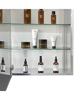 30"x24" Aluminum Medicine Cabinet with Mirror, Surface/Recessed Mount
