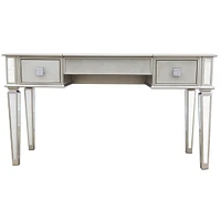 Mirrored Vanity Desk Set with Mirror, Drawers & Stool