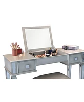 Streamdale Furniture Mirrored Vanity Desk Set with Mirror, Drawers & Stool