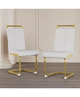 Streamdale Furniture Premium Faux Leather Dining Chairs with Gold Plating Base (Set of 4)