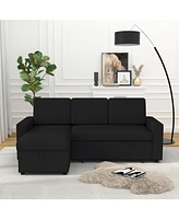 Streamdale Furniture 85.8" Pull Out Sleeper Sofa with Storage & Usb Port