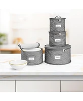 Sorbus 4 Piece Quilted China Dinnerware Storage Cases - for Dinnerware, Plate Organizer (Gray)