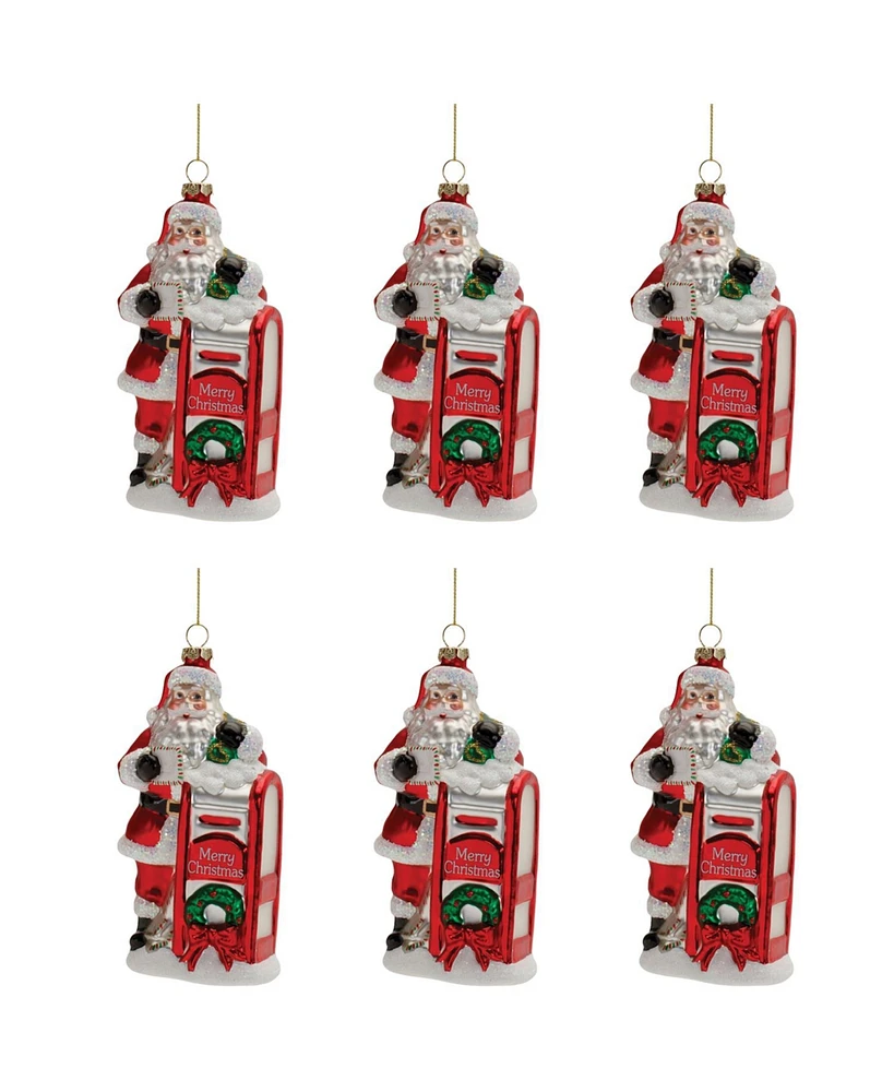 Slickblue Santa and Mailbox Ornaments for Festive Holiday Cheer (Set of 6)