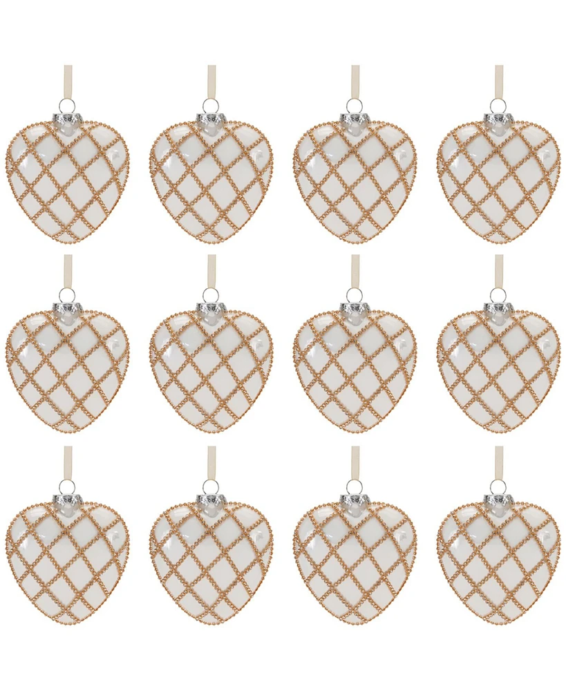 Slickblue Set of 12 Heart Ornaments for Romantic Holiday Decor