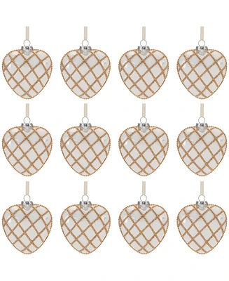 Slickblue Set of 12 Heart Ornaments for Romantic Holiday Decor