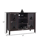 Gymax Wood Tv Stand Entertainment Media Center Console for Tv up to 50'' Brown