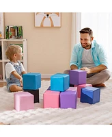 Sugift 12 Pieces Soft Foam Building Blocks Climbing Foam Cubes Set for Kids