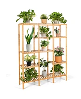 Sugift Multifunctional Bamboo Shelf Storage Organizer Rack
