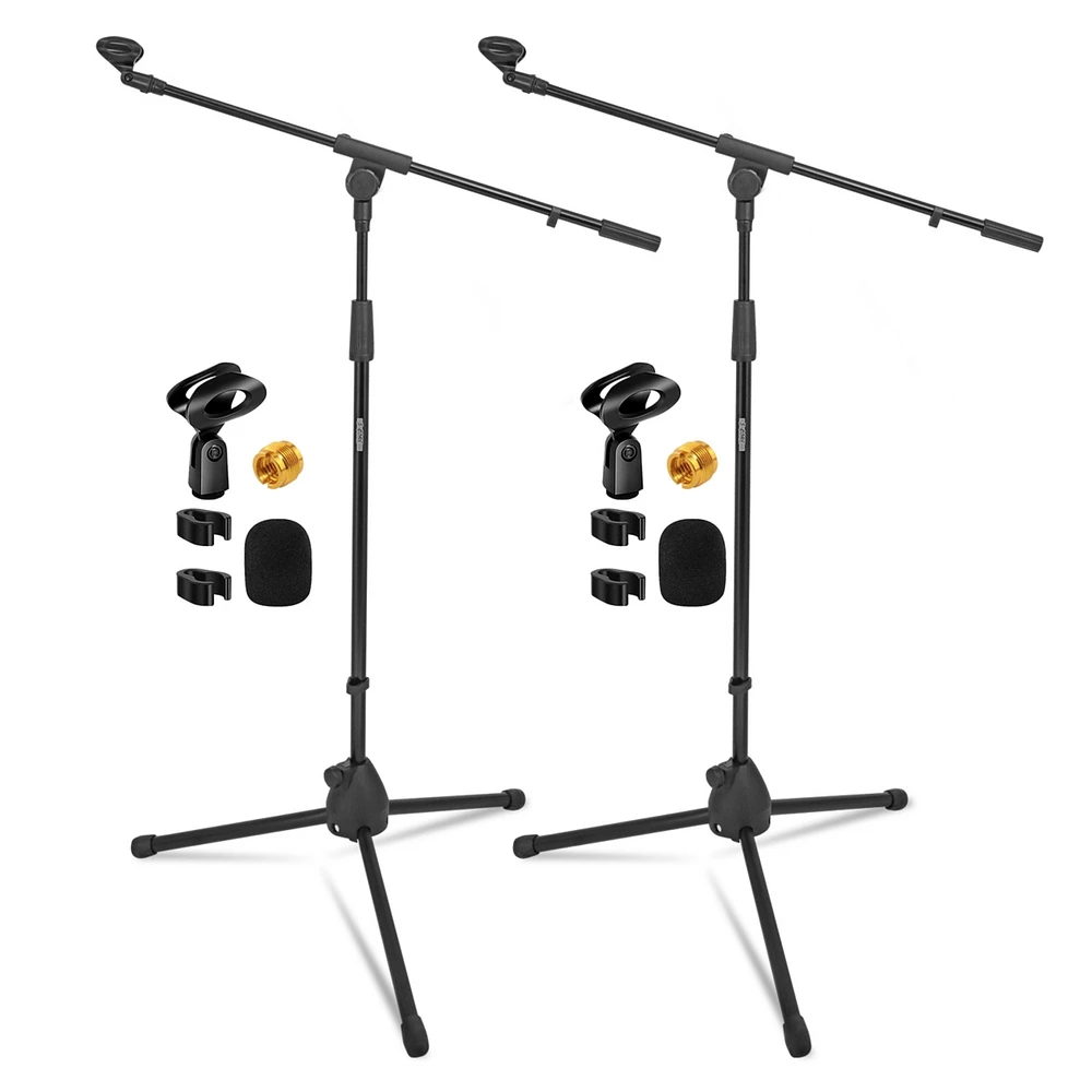 5 Core Tripod Mic Stand Pair Heavy Duty Height Adjustable Floor Microphone Boom Arm Pedestal Para Microfono for Singing On Stage Studio