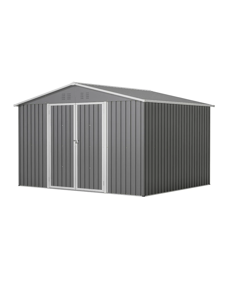 Simplie Fun excellent10x8 Multi-Purpose Storage Shed Galvanized Steel, Weather-Resistant, Versatile Use