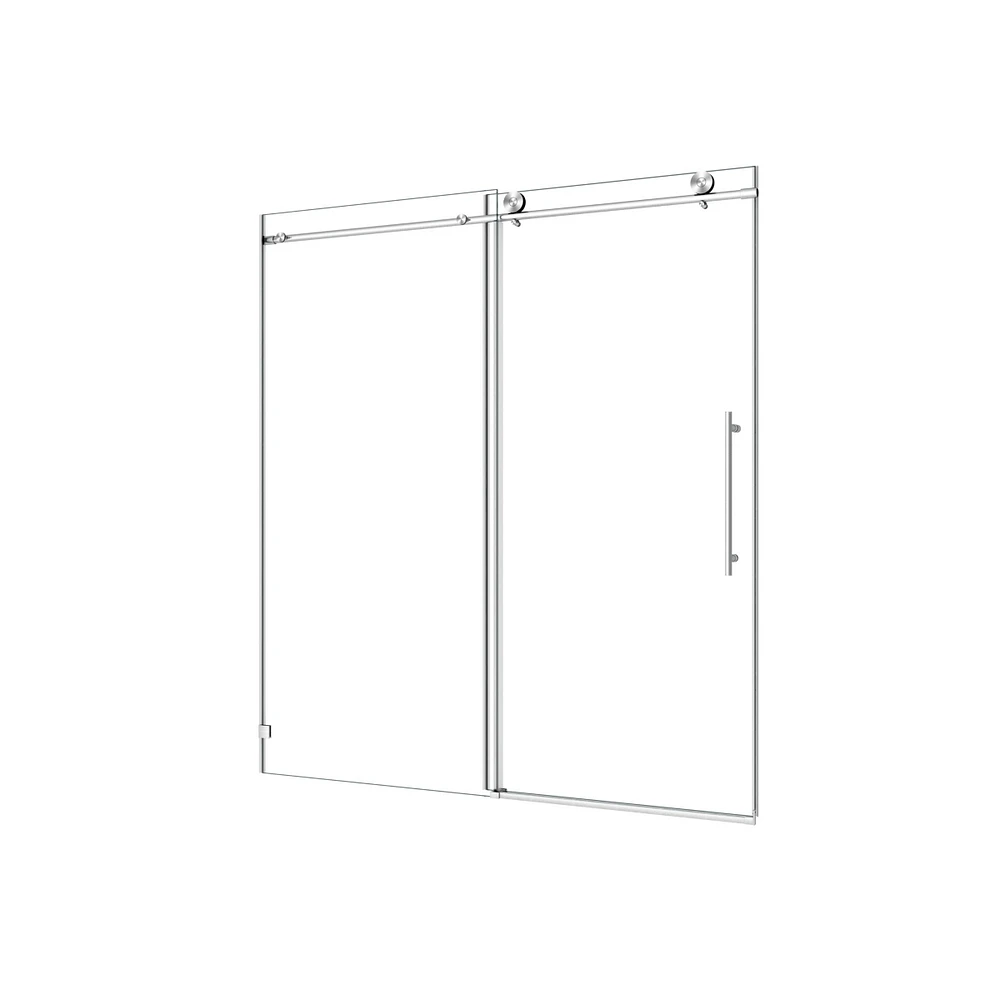 Simplie Fun Brushed Nickel Frameless Shower Door with Adjustable Soft-Closing