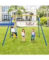 Sugift Boys Metal Swing Set for Backyard with 2 Swing Seats and 2 Glider Seats