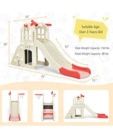 Skonyon 6-in-1 Toddler Climber Slide Playset with Basketball Hoop