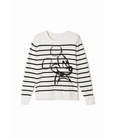 Desigual Women's Striped Mickey Mouse pullover