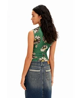 Desigual Women's Ruched floral T-shirt