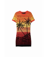 Desigual Women's Short knit palm tree dress