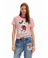 Desigual Women's Striped Mickey Mouse T-shirt