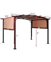 Skonyon 12 x 9 Feet Outdoor Pergola Gazebo with Retractable Canopy Shades