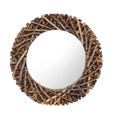 vidaXL Wall Mirror 23.6" Teak Round