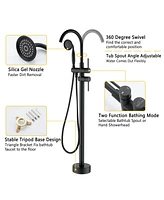 Boyel Living 6 Gpm 2-Handle Floor Mount Freestanding Tub Faucet with Hand Shower and Built-in Valve