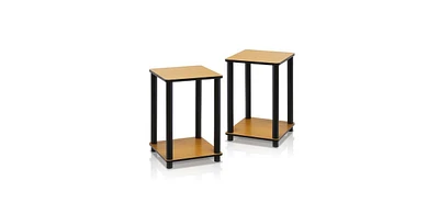 Furinno Turn-n-Tube End Table Corner Shelves, Light Cherry & Black - 20 x 13.4 x 13.4 in. - Set of 2