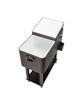 Yescom 80QT Rattan Square Legs Cooler with Shelf Portable Patio Party Cooler Cart