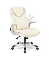 Skonyon Ergonomic Office Pu Leather Executive Chair with Flip-up Armrests and Rocking Function