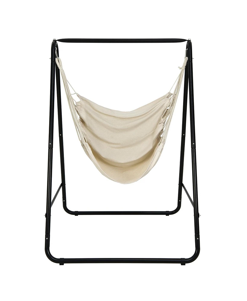 Sugift Hanging Padded Hammock Chair with Stand and Heavy Duty Steel