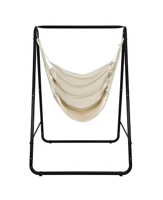 Sugift Hanging Padded Hammock Chair with Stand and Heavy Duty Steel