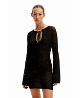 Desigual Women's Short openwork tunic dress