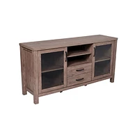 Merrick Lane Agustin Two-Drawer Engineered Wood Buffet Sideboard Cabinet With Open Shelf, Two Tempered Glass Doors For Dining Room/Kitchen