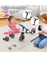 Skonyon 4-in-1 Kids Tricycle with Adjustable Parent Push Handle for 2-4 Years Old