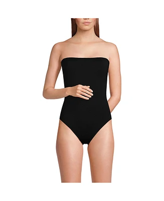 Lands' End Women's Chlorine Resistant Bandeau High Leg Strappy One Piece Swimsuit