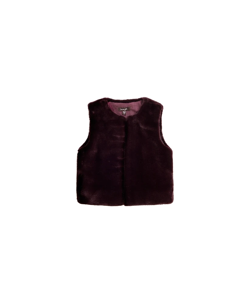 Imoga Collection Toddler Eva FW23 Burgundy Faux Fur Vest