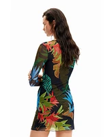 Desigual Women's Tropical tulle mini dress