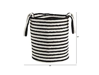 Slickblue Boho Chic Basket Handwoven Black and White Stripe